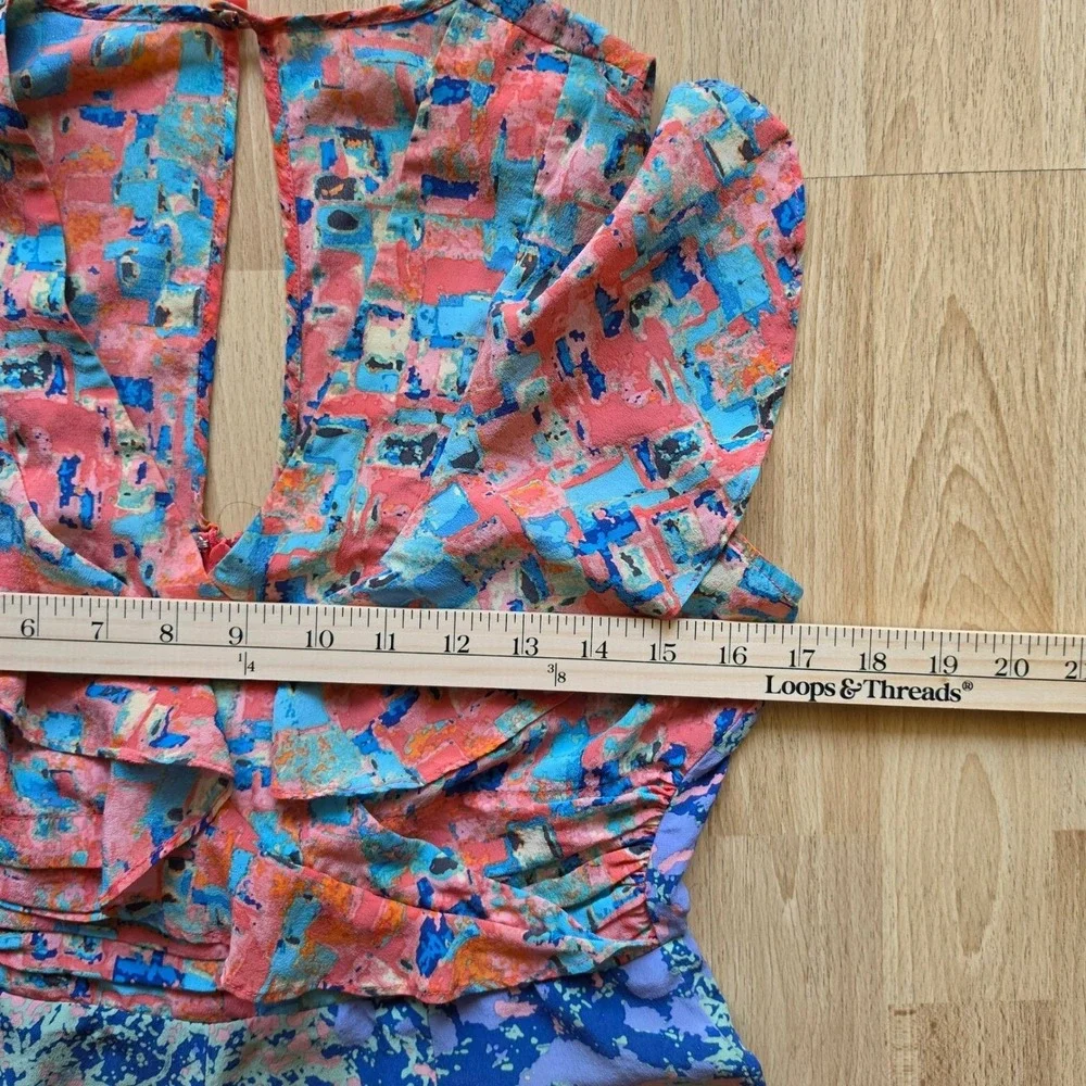 Anthropology By‎ Tracy Reese 100% Silk Abstract Print Wide Leg Jumpsuit Sz 6